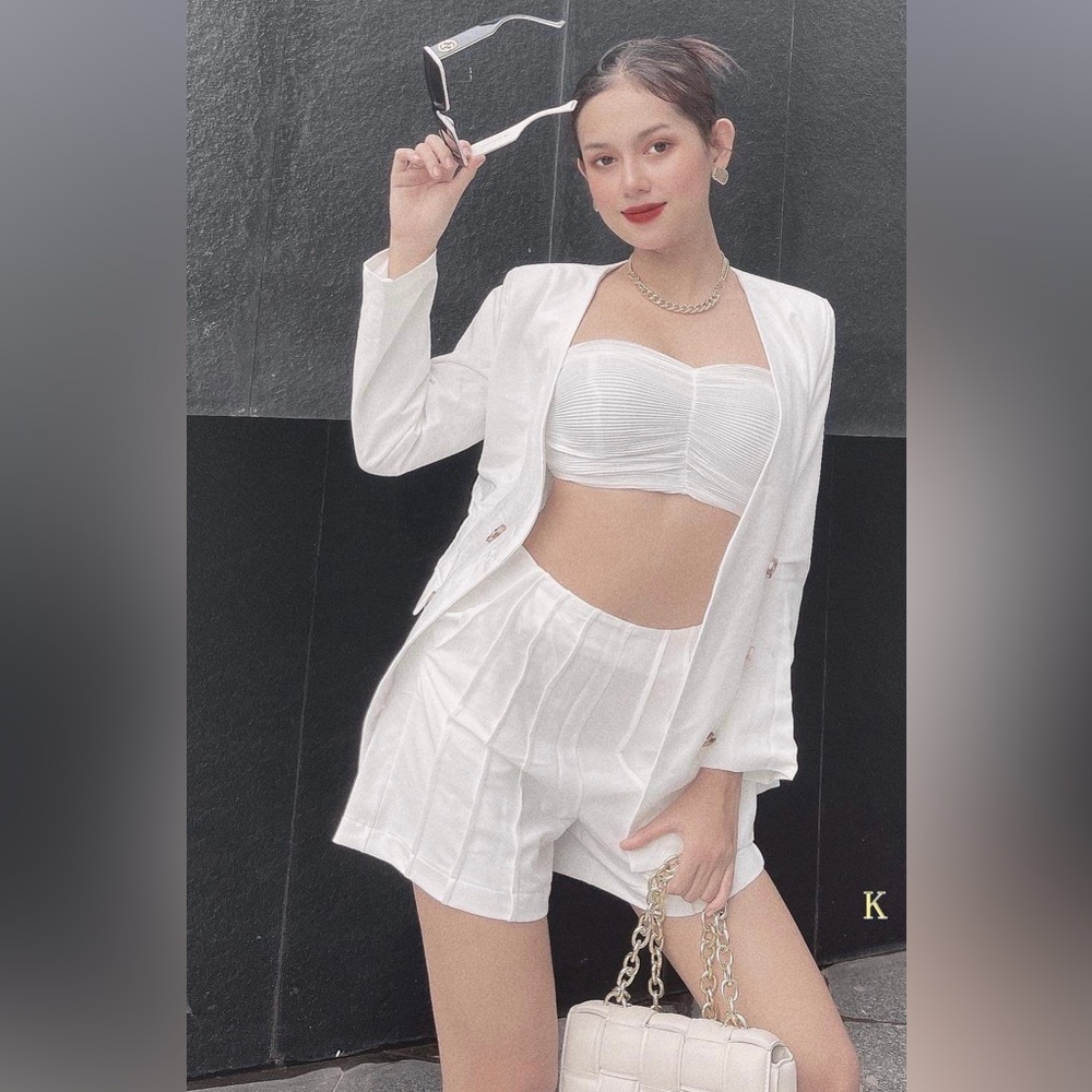 Set 3-pc: Jacket + Croptop + high waist short - Size S